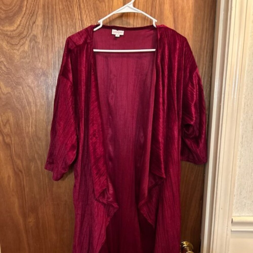 LuLaRoe Red Drape Kimono Cardigan Size M